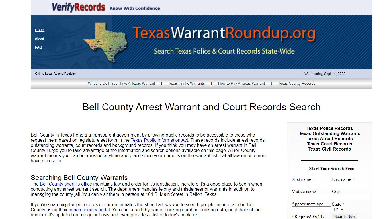 Bell County Arrest Warrants Search - TEXAS WARRANT ROUNDUP.ORG