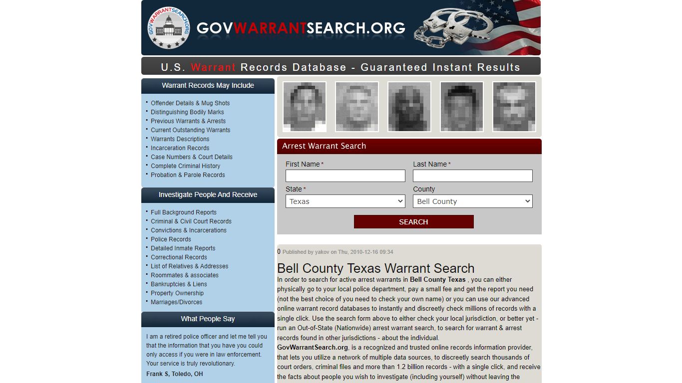 Bell County Texas | Warrant Search